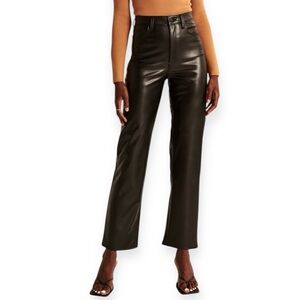 A&F | Abercrombie & Fitch Vegan Leather Ankle Straight Pant Ultra High Rise